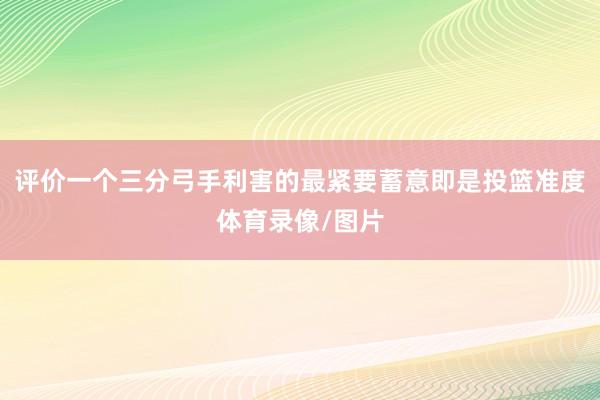 评价一个三分弓手利害的最紧要蓄意即是投篮准度体育录像/图片