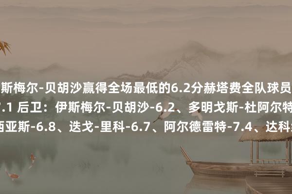 伊斯梅尔-贝胡沙赢得全场最低的6.2分赫塔费全队球员评分 门将：戴维-索里亚-7.1 后卫：伊斯梅尔-贝胡沙-6.2、多明戈斯-杜阿尔特-7.3、胡安-伊格莱西亚斯-6.8、迭戈-里科-6.7、阿尔德雷特-7.4、达科纳姆-6.7 中场：耶卢-圣地亚哥-6.5、阿莱尼亚-6.5、阿兰巴里-7.4、克里桑图斯-乌切-7.0、米利亚-7.0 时尚：科巴-达科斯塔-6.6、阿尔瓦罗-罗德里格斯-7.0、