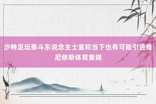 沙特足坛泰斗东说念主士宣称当下也有可能引进维尼修斯体育集锦